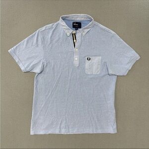 Fred Perry Polo Shirt Medium Men's Blue Short Sleeve Collared Logo Cotton Casual